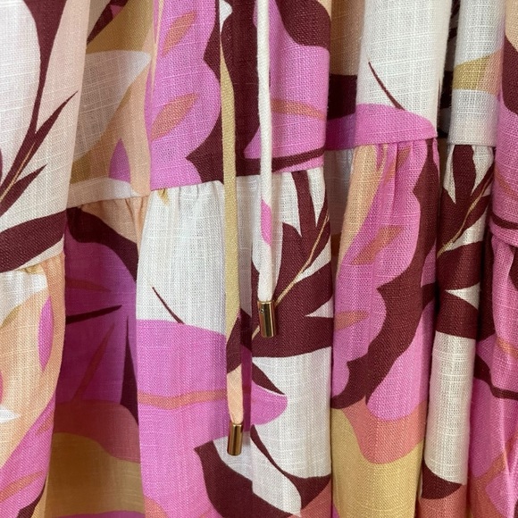 MINKPINK Kali Mini Dress Linen Blend Floral Lightweight Tie Waist - Picture 11 of 13